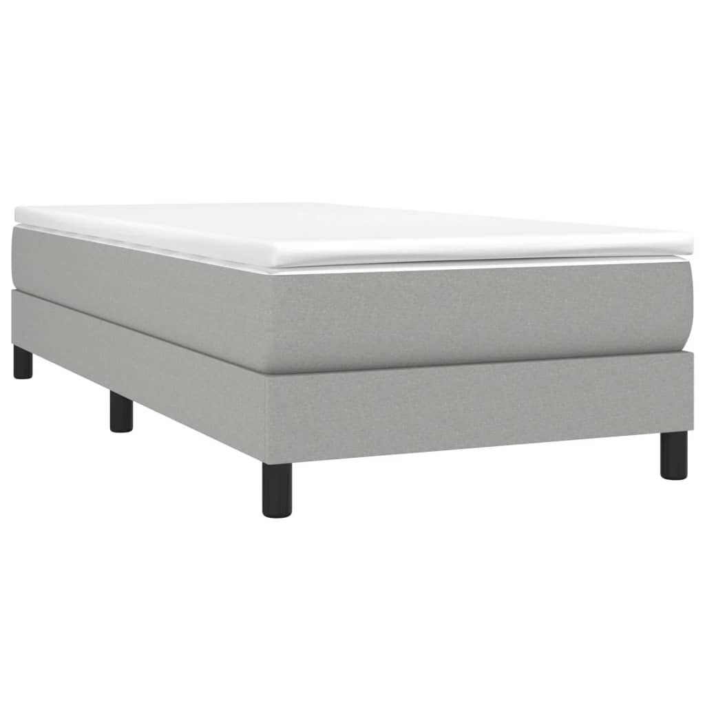 vidaXL Box Spring Bed with Mattress Light Grey 100x203 cm Twin XL Fabric