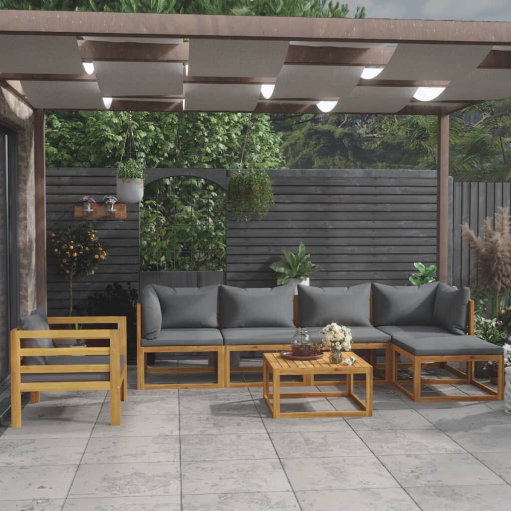 vidaXL 7 Piece Garden Lounge Set with Cushion Solid Acacia Wood