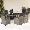 vidaXL 7 Piece Garden Dining Set with Cushions Grey Poly Rattan