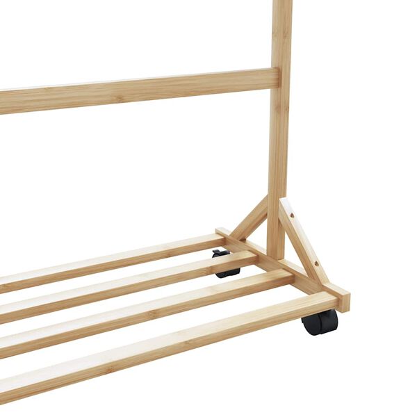 vidaXL Clothes Rack with Hooks and Wheels 100x35x157 cm Bamboo