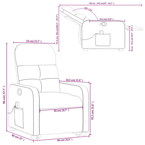vidaXL Stand up Massage Recliner Chair Black Fabric