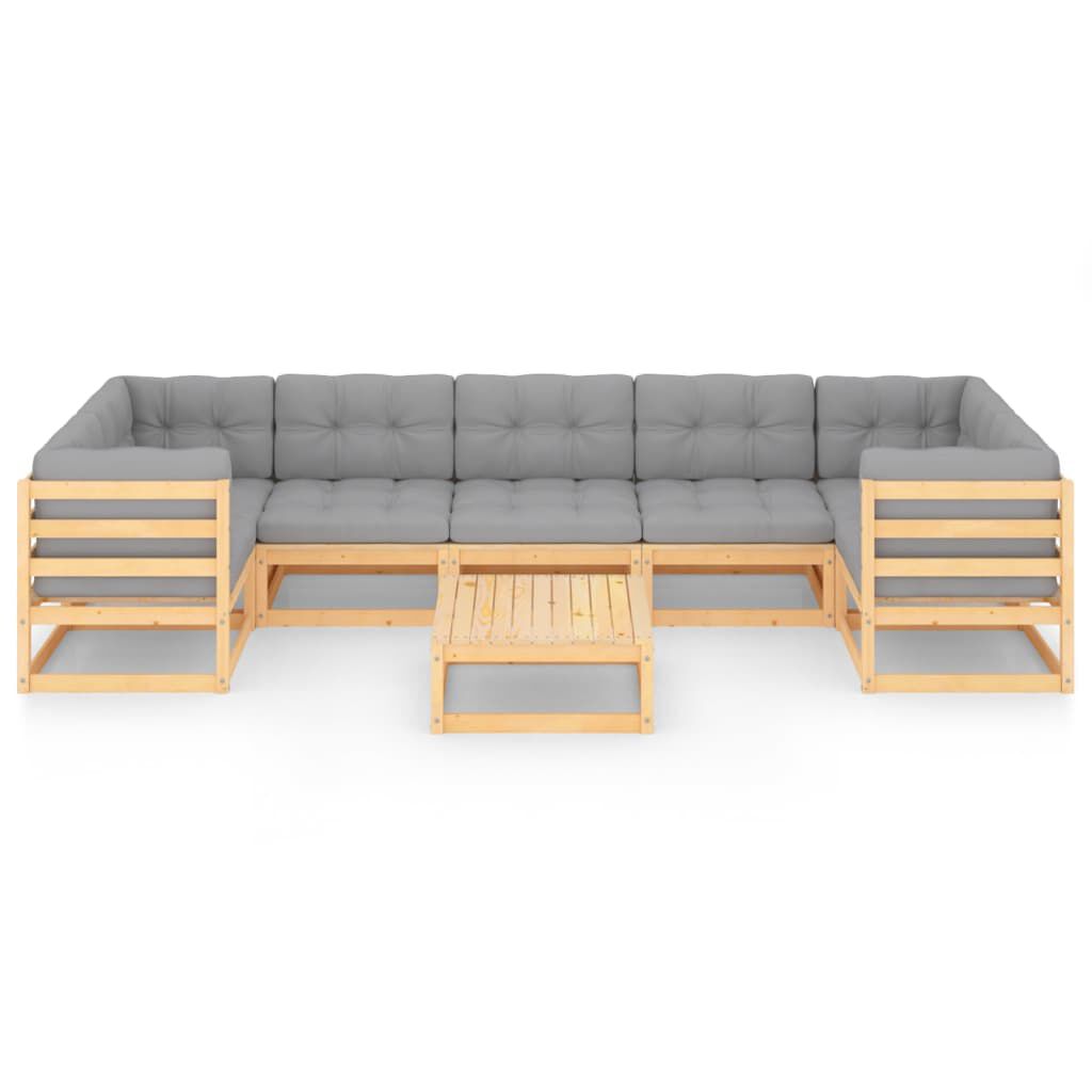 vidaXL 8 Piece Garden Lounge Set with Cushions Solid Pinewood