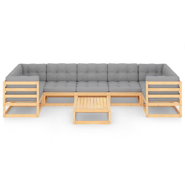 vidaXL 8 Piece Garden Lounge Set with Cushions Solid Pinewood