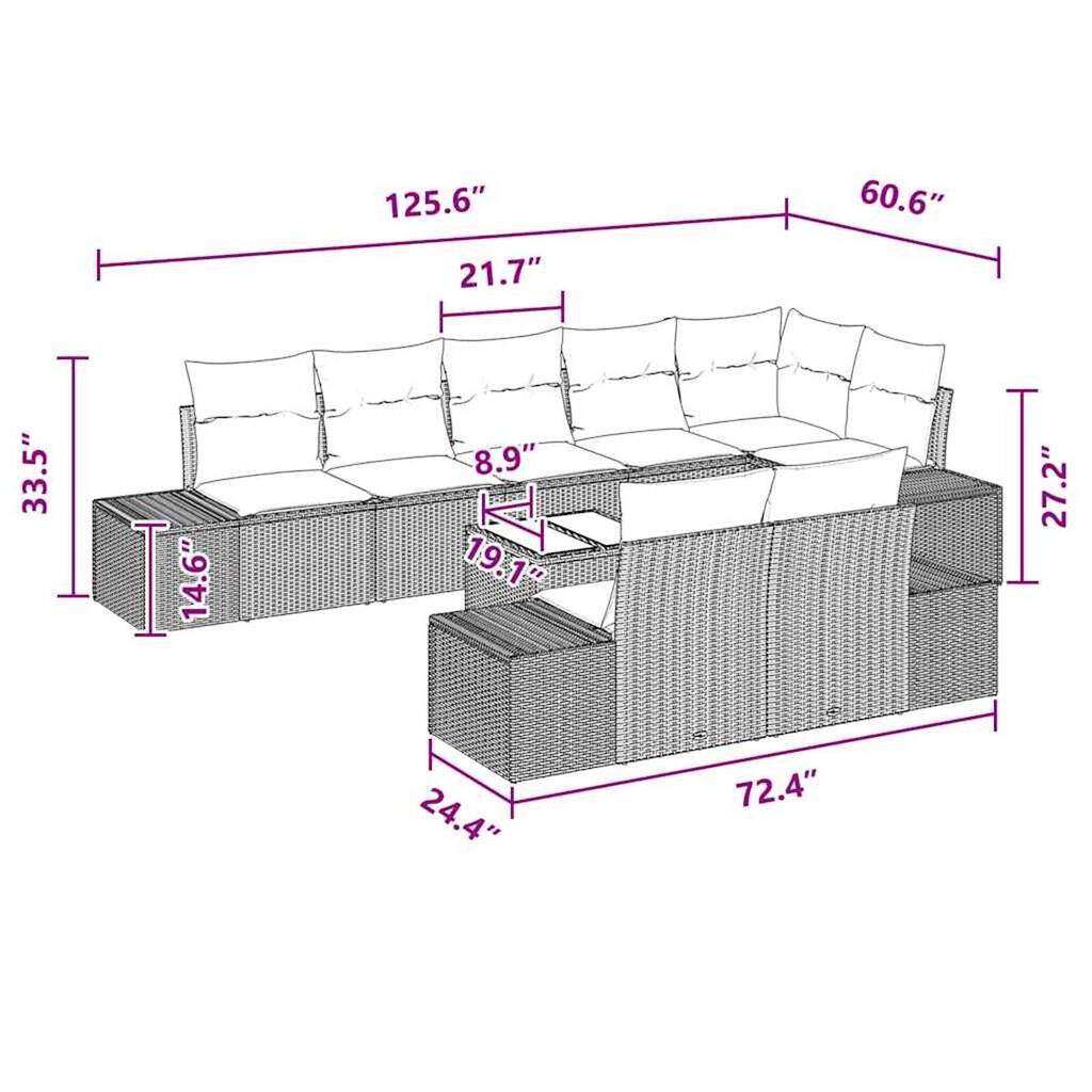 vidaXL Garden Sofa Set with Cushion 9 pcs Brown Poly rattan