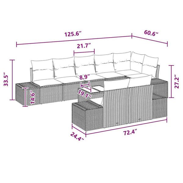 vidaXL Garden Sofa Set with Cushion 9 pcs Brown Poly rattan