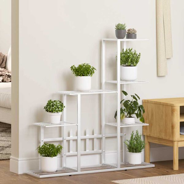 vidaXL Flower Stand 94.5x25x88 cm White Metal