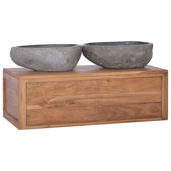 vidaXL Wall-mounted Bathroom Cabinet 90x45x30 cm Solid Teak Wood