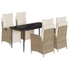 vidaXL 5 Piece Garden Dining Set with Cushions Beige Poly Rattan