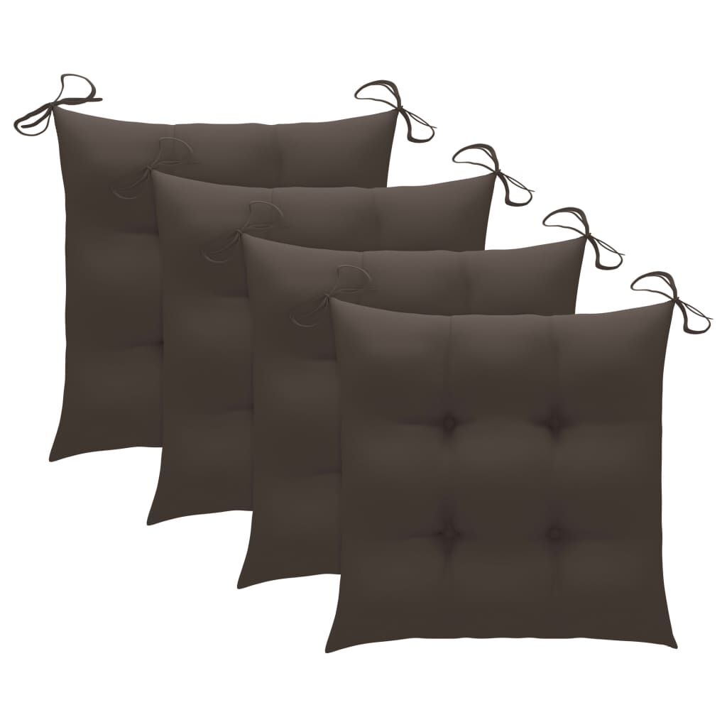 vidaXL Garden Chairs 4 pcs with Taupe Cushions Solid Teak Wood