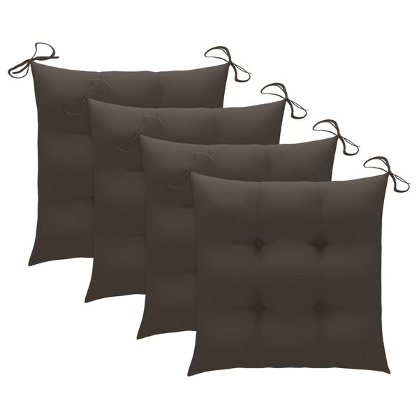 vidaXL Garden Chairs 4 pcs with Taupe Cushions Solid Teak Wood