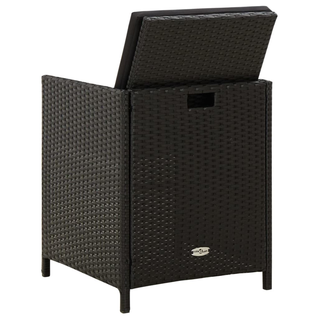 vidaXL Garden Chairs with Cushions 4 pcs Poly Rattan Black