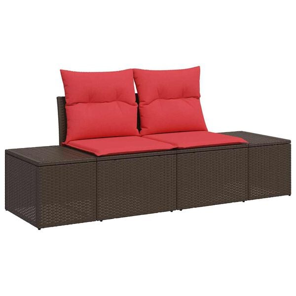 vidaXL Garden Sofa Set with Cushion 4 pcs Brown Poly Rattan