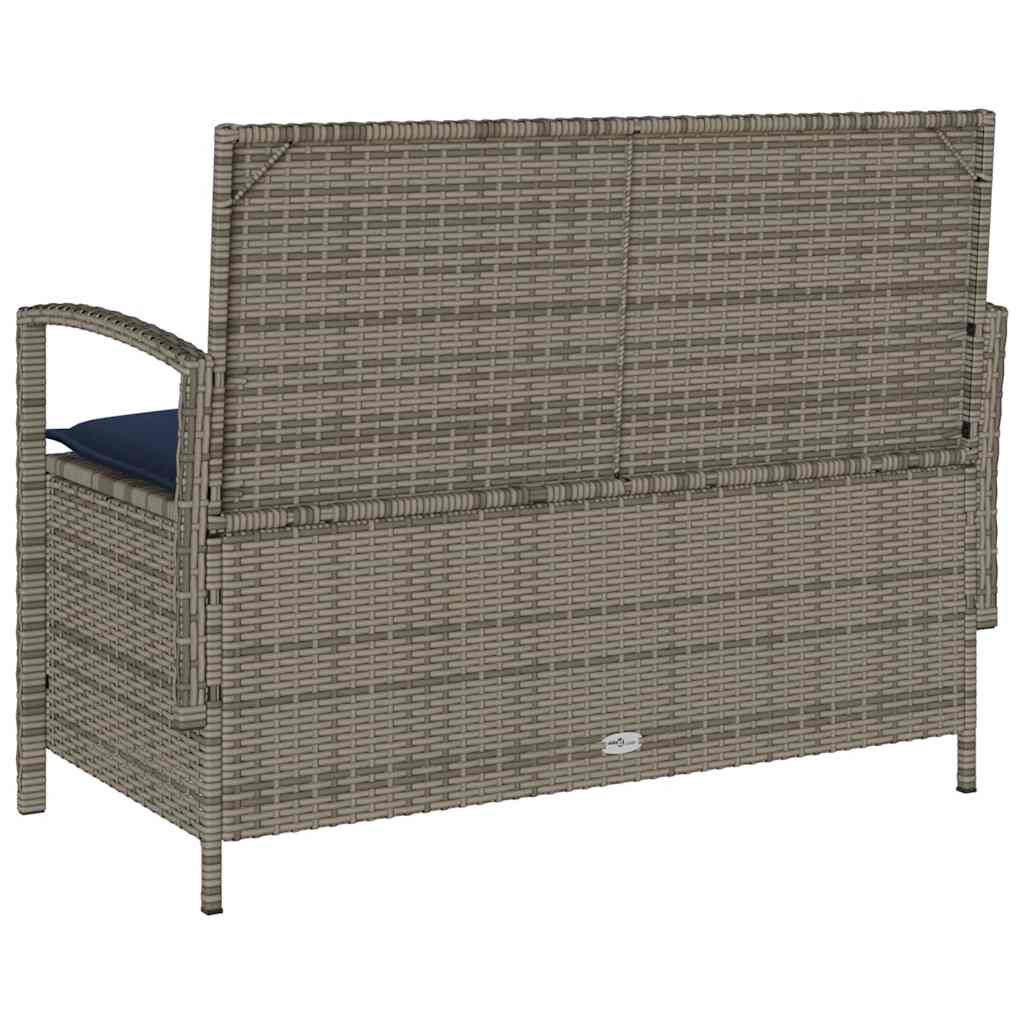 vidaXL Garden Storage Bench with Cushion Grey Poly Rattan