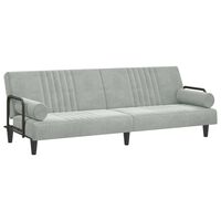 vidaXL Sofa Bed with Armrests Light Grey Velvet