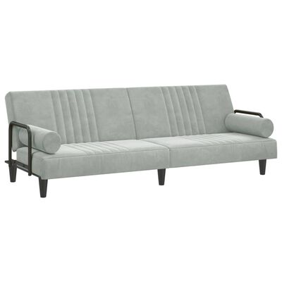 vidaXL Sofa Bed with Armrests Light Grey Velvet