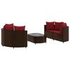 vidaXL 5 Piece Garden Sofa Set with Cushions Brown Poly Rattan