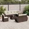 vidaXL 9 Piece Garden Sofa Set with Cushions Brown Poly Rattan