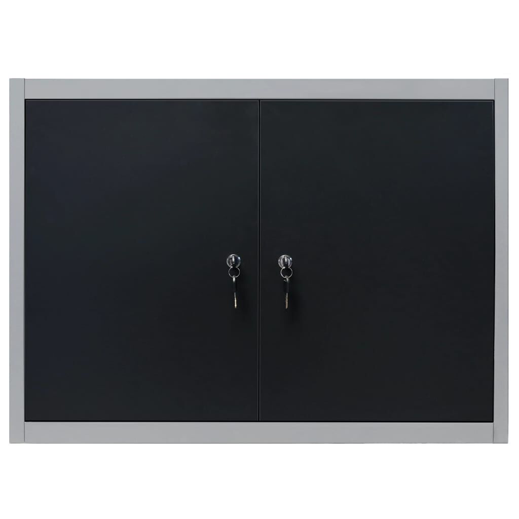 vidaXL Wall Mounted Tool Cabinet Industrial Style Metal Grey and Black