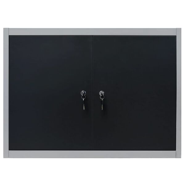 vidaXL Wall Mounted Tool Cabinet Industrial Style Metal Grey and Black