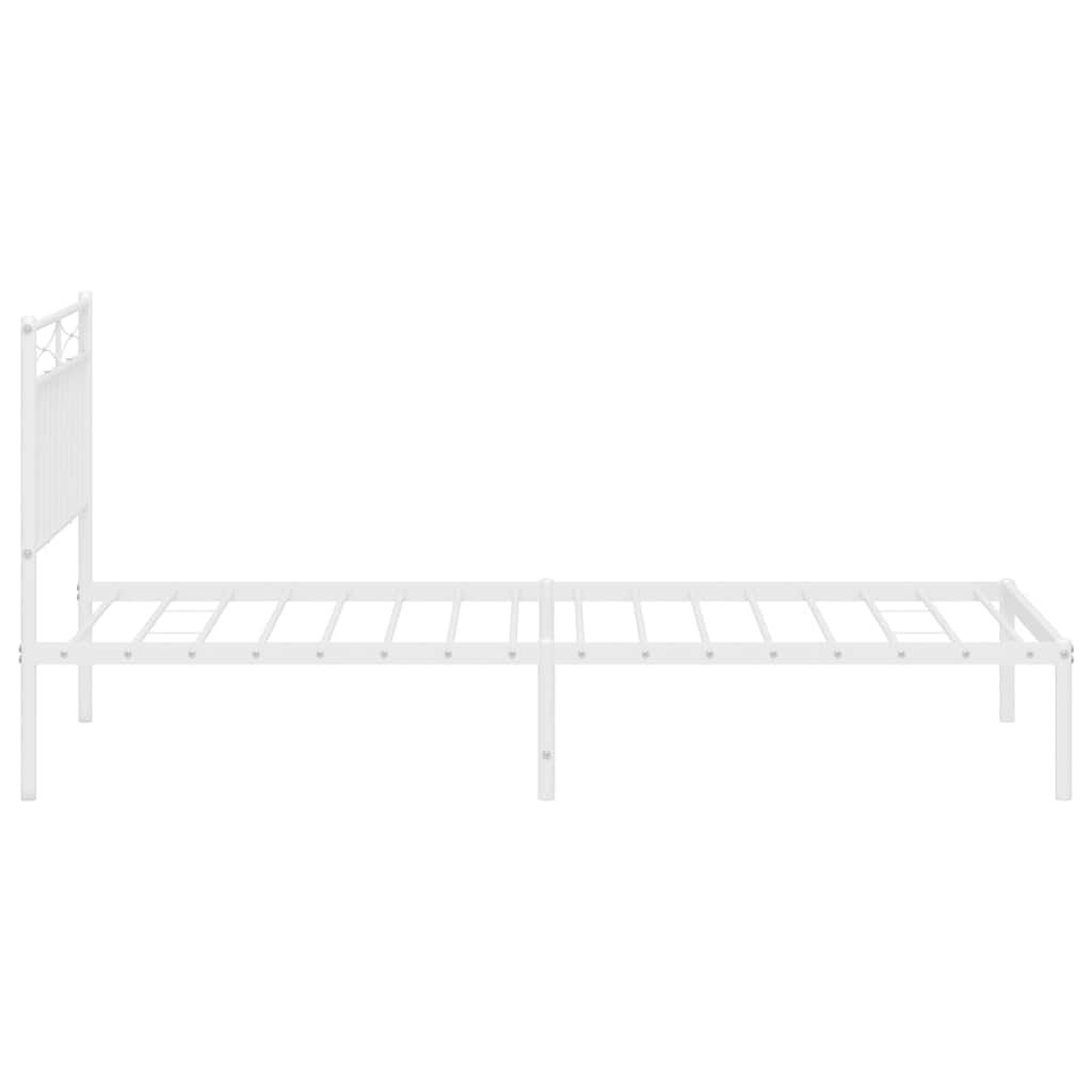 vidaXL Metal Bed Frame without Mattress with Headboard White 100x190cm