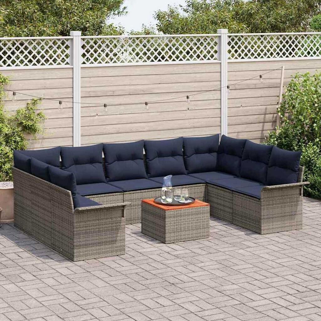 vidaXL Garden Sofa Set 10 pcs Grey Poly rattan