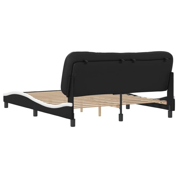 vidaXL Bed Frame without Mattress "Hvar" Black and White 152x203 cm Queen Faux Leather