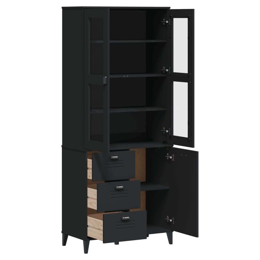 vidaXL Highboard VIKEN Black 80x40x190 cm Solid Wood Pine
