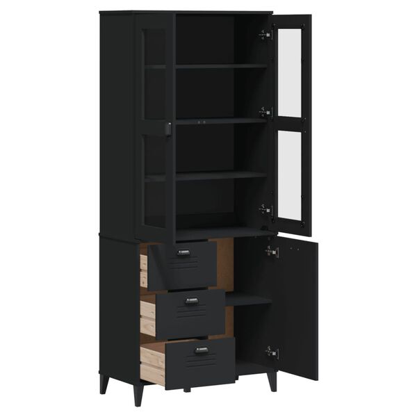 vidaXL Highboard VIKEN Black 80x40x190 cm Solid Wood Pine