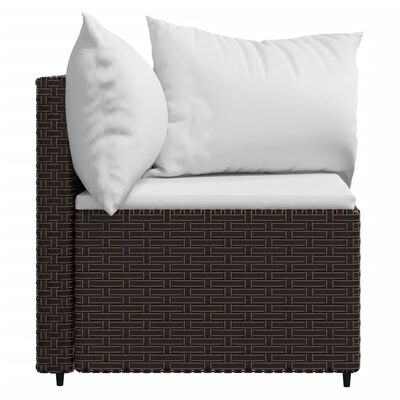 vidaXL Garden Corner Sofas with Cushions 2 pcs Brown Poly Rattan