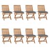 vidaXL Folding Garden Chairs with Cushions 8 pcs Solid Teak Wood
