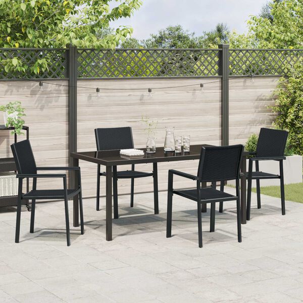 vidaXL Garden Dining Set 5 pcs Black Powder-Coated Steel