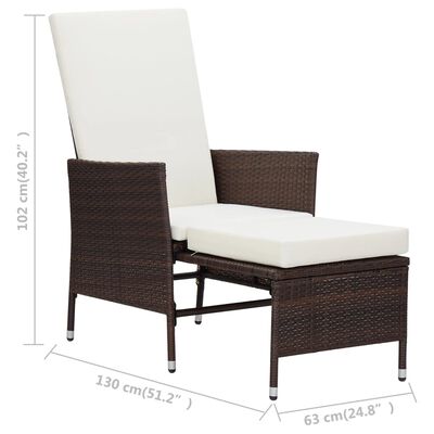 vidaXL 3 Piece Garden Lounge Set with Cushions Poly Rattan Brown