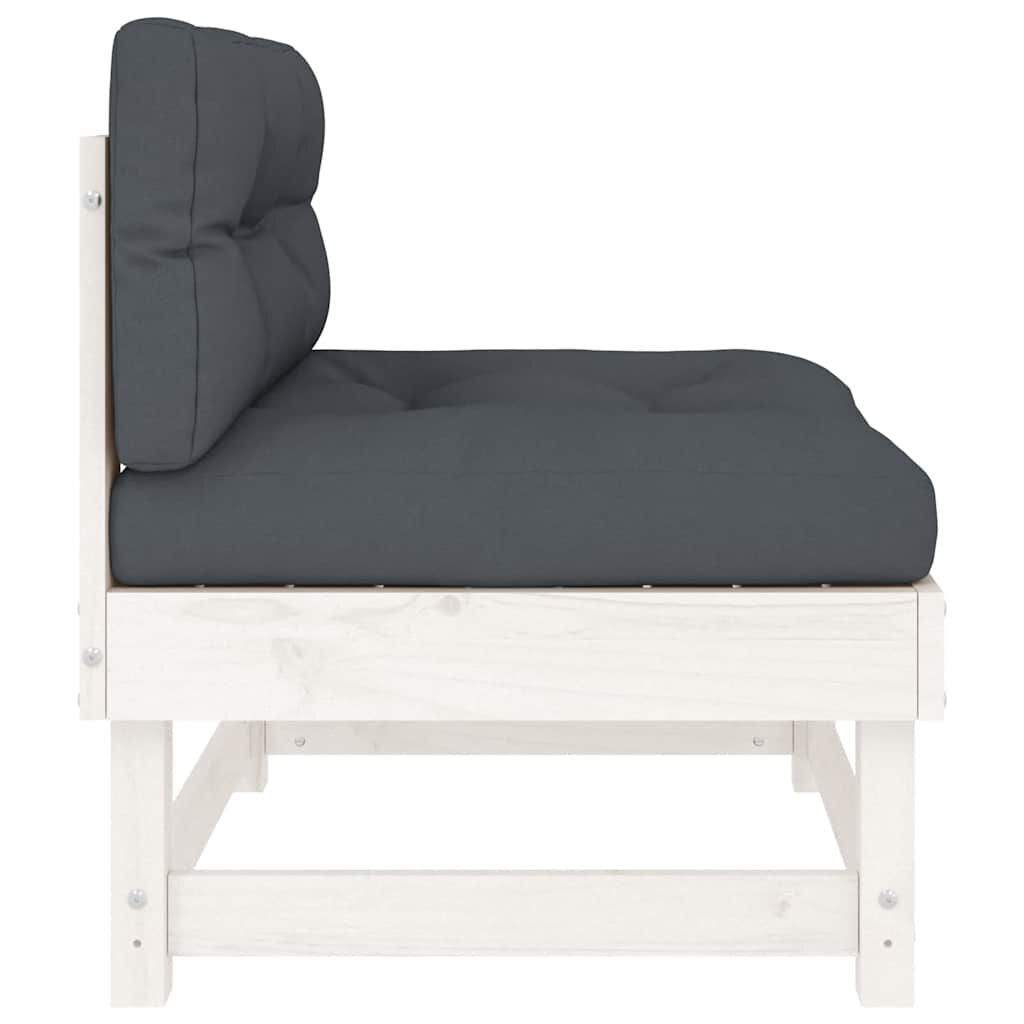 vidaXL Middle Sofas with Cushions 2 pcs White Solid Wood Pine