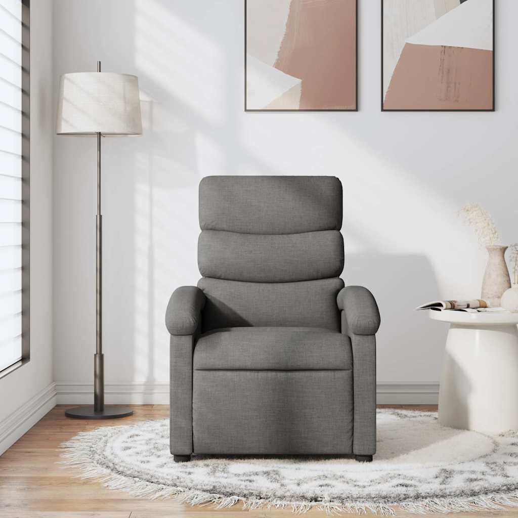 vidaXL Recliner Chair Dark Grey Fabric
