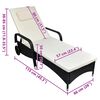 vidaXL Sun Lounger with Cushion & Wheels Poly Rattan Black