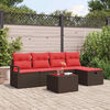 vidaXL Sofa Set with Cushion Manual 6 pcs Brown and Red Poly Rattan