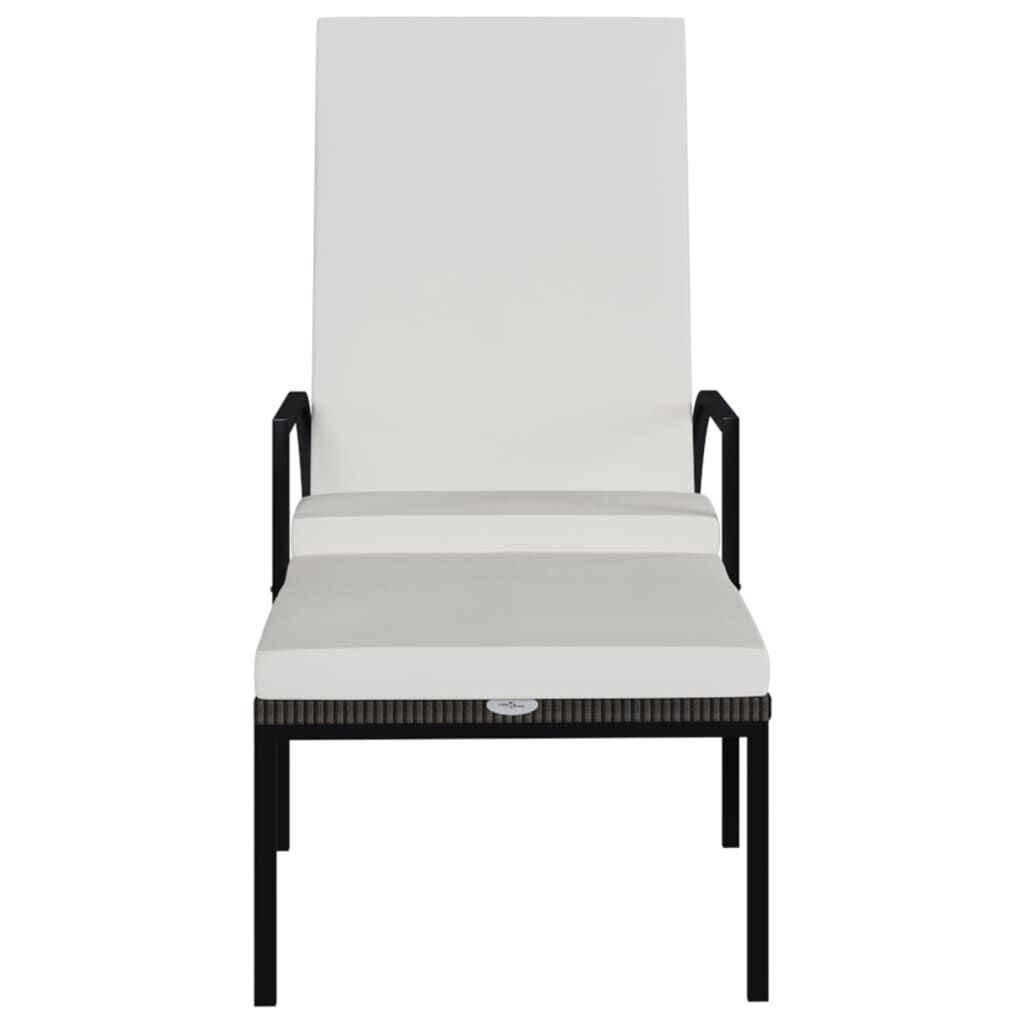 vidaXL Sun Lounger with Footrest PE Rattan Brown