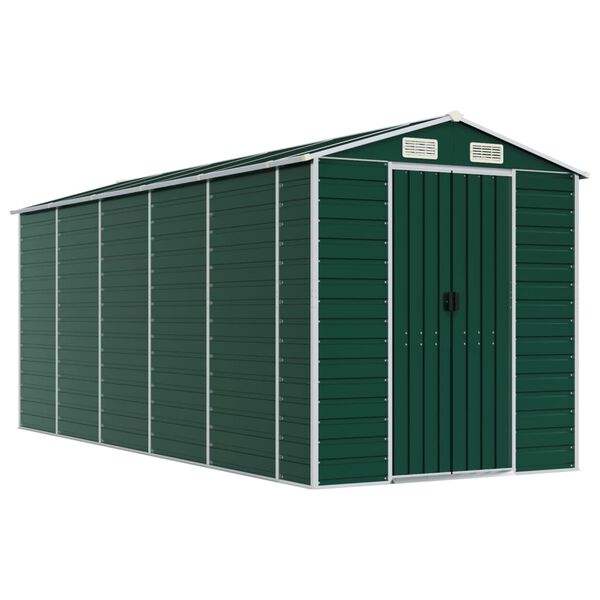 vidaXL Garden Shed Green 191x470x198 cm Galvanised Steel