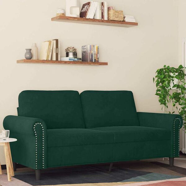vidaXL 2-Seater Sofa Dark Green 140 cm Velvet