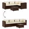 vidaXL 5 Piece Garden Lounge Set with Cushions Brown Poly Rattan