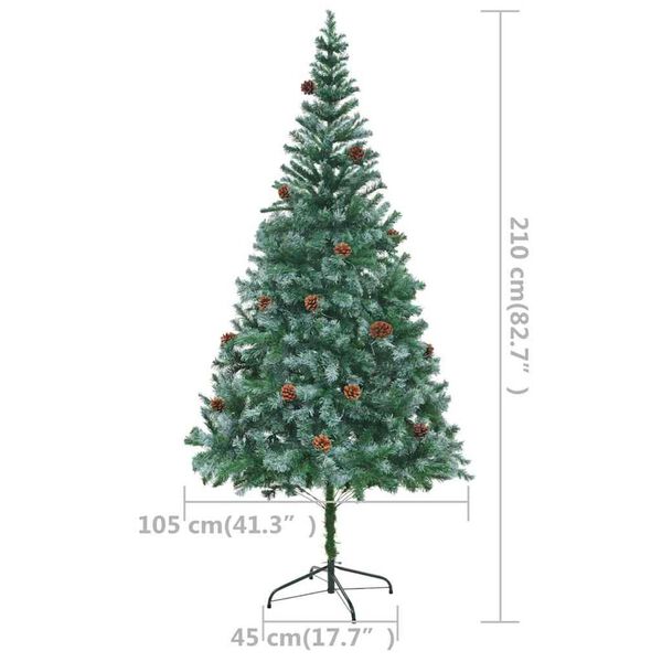 vidaXL Artificial Pre-lit Christmas Tree with Ball Set Pinecones 210 cm