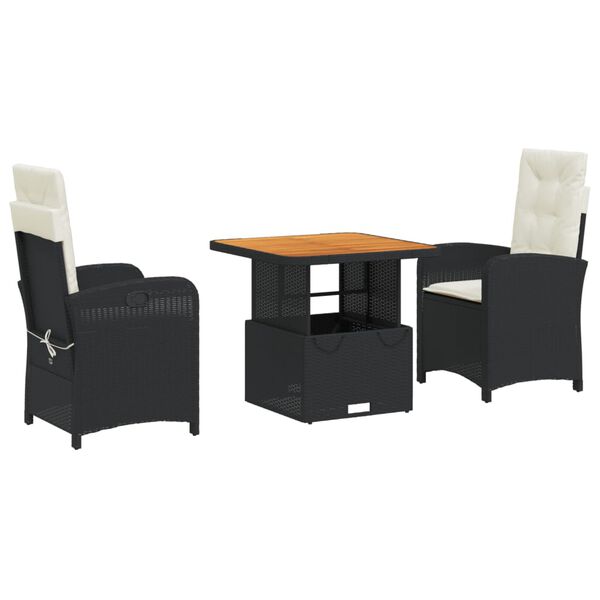 vidaXL 5 Piece Garden Dining Set with Cushions Black Poly Rattan