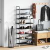 vidaXL Shoe Rack with 8 Shelves Metal and Non-woven Fabric Black