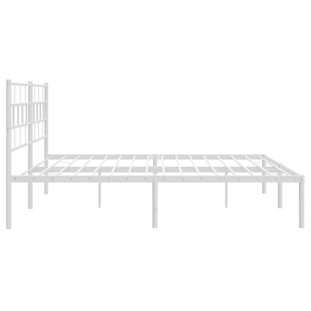 vidaXL Metal Bed Frame without Mattress with Headboard White 183x213cm
