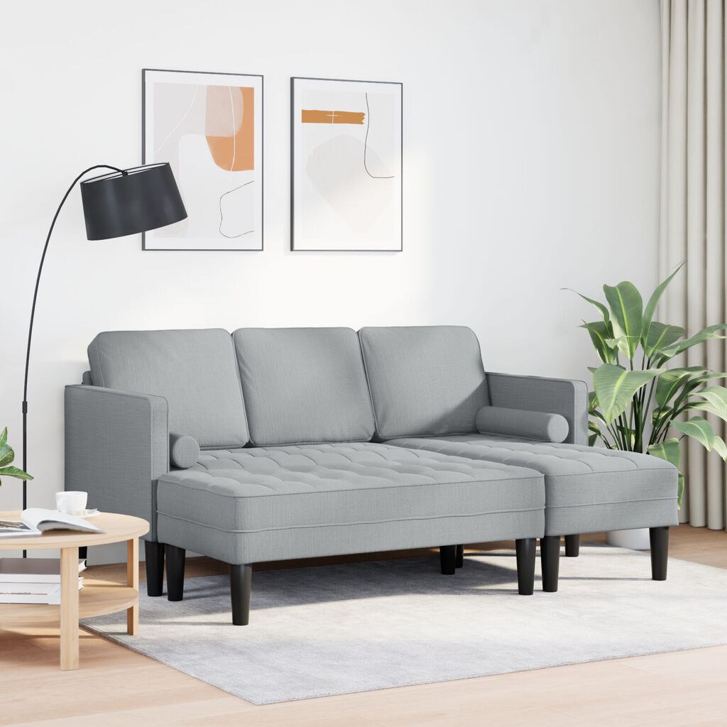 vidaXL 2 Piece Sofa Set with Cushions Light Grey Fabric