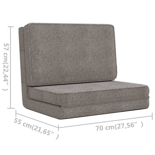 vidaXL Folding Floor Chair Light Grey Fabric