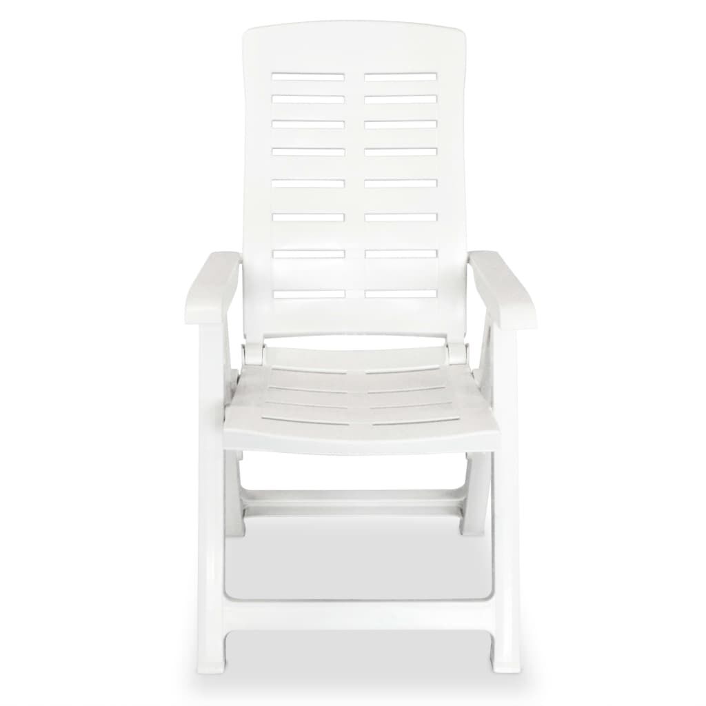 vidaXL Reclining Garden Chairs 2 pcs Plastic White