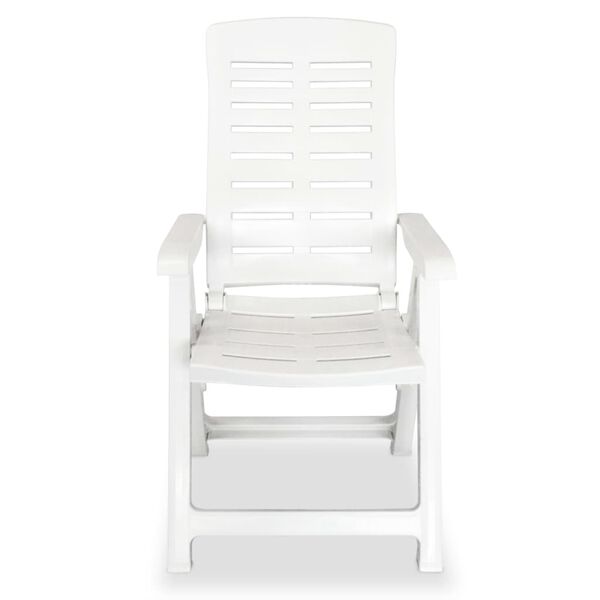 vidaXL Reclining Garden Chairs 2 pcs Plastic White
