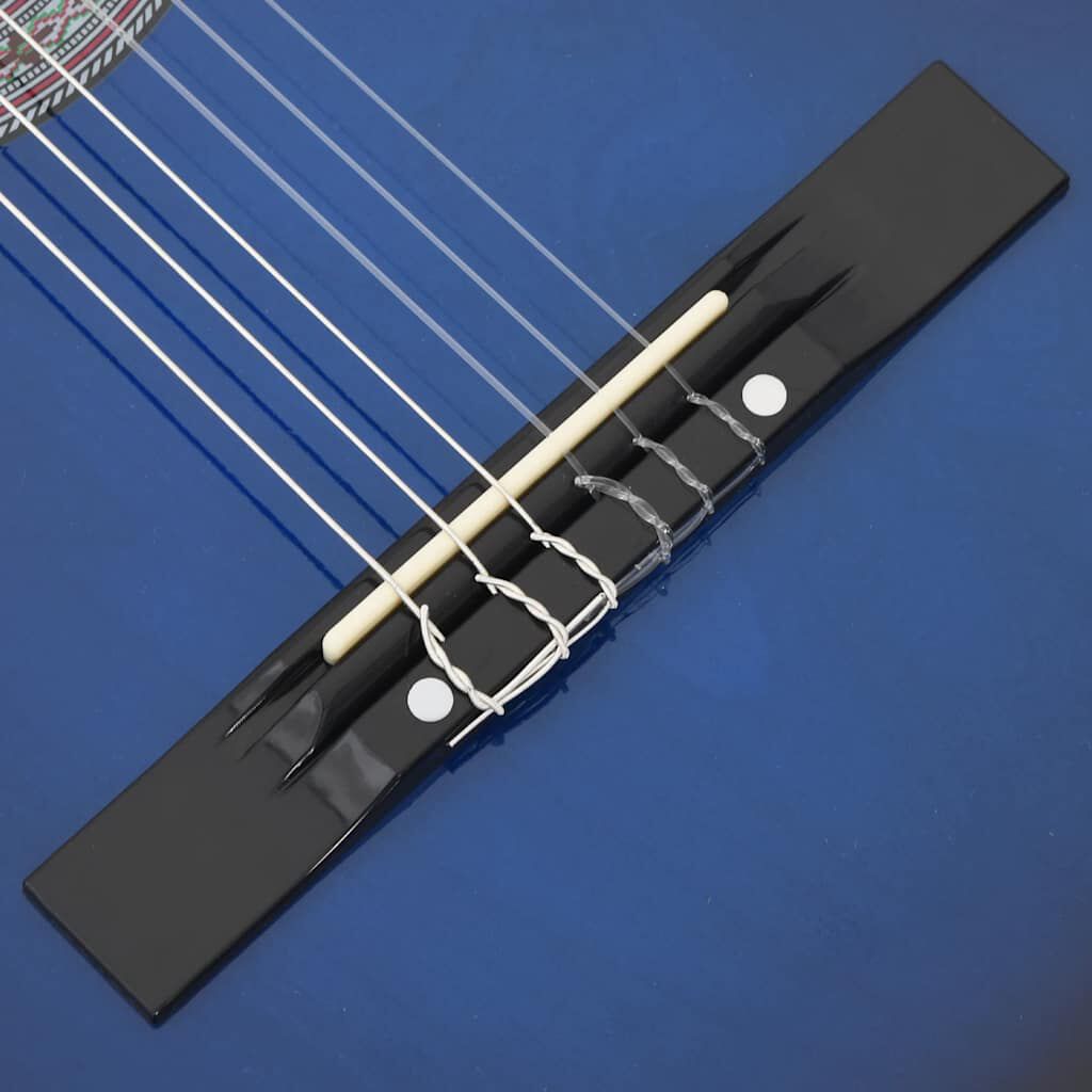 vidaXL 12 Piece Western Classical Guitar Set with 6 Strings Blue 38