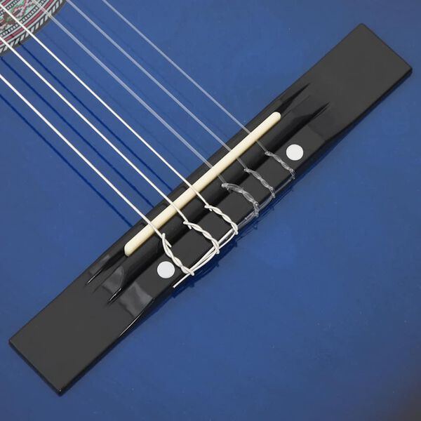 vidaXL 12 Piece Western Classical Guitar Set with 6 Strings Blue 38